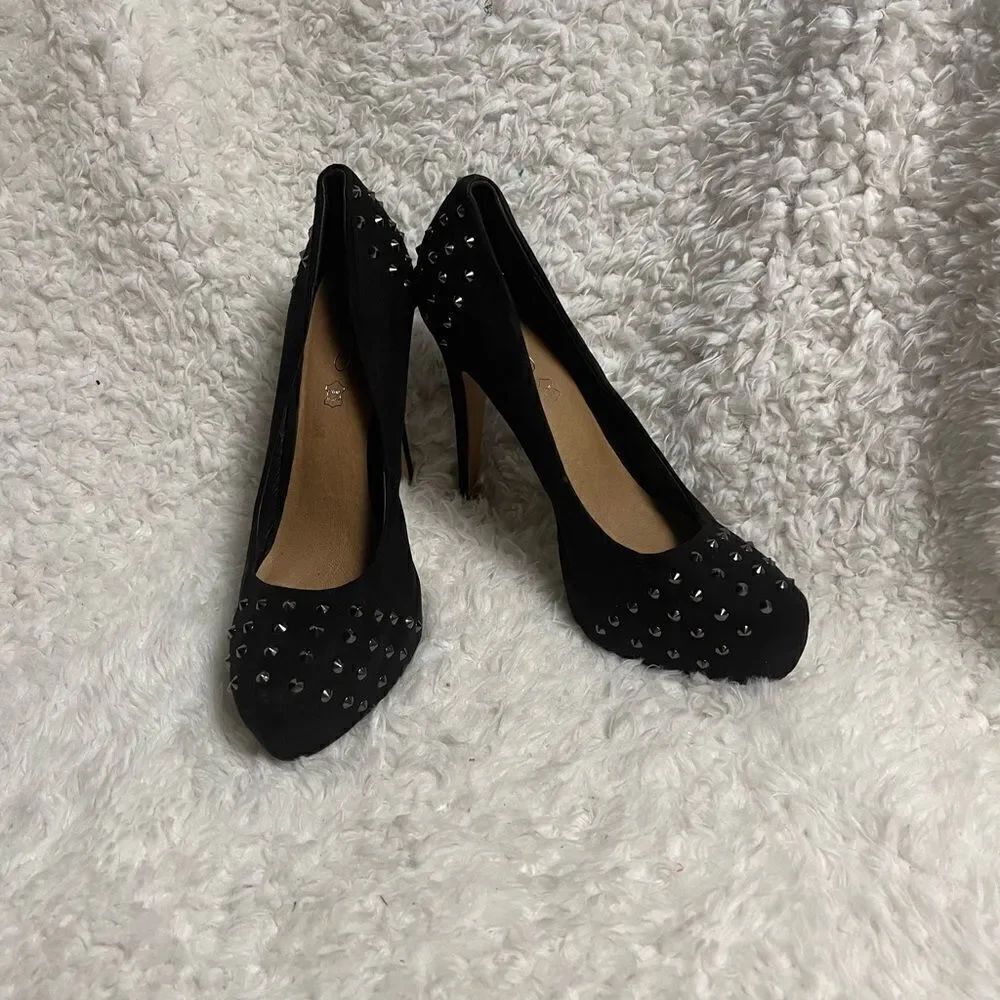 ALDO Michelino Synthetic suede Black studded  Platform  Heels EU R SZ41 US10.5